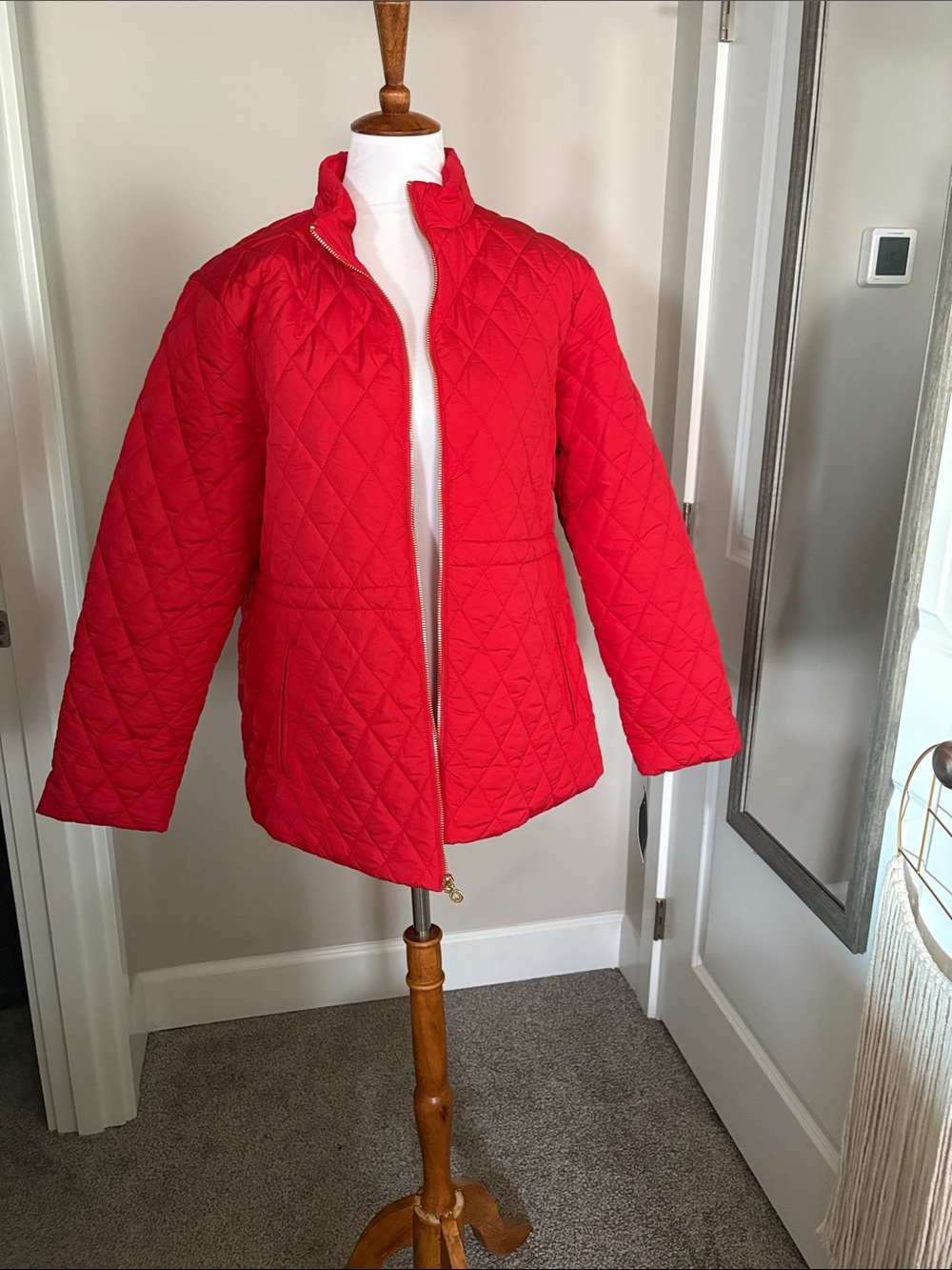 Quilted Red Zip-Front Jacket
